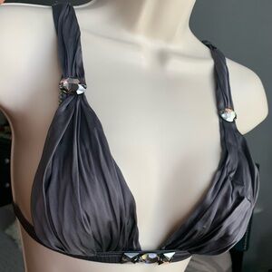 I D sarrieri gray silk with jewel detail bra